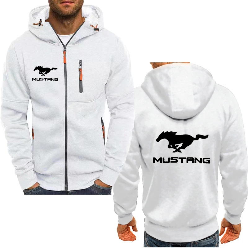 

Casual Loose Men's Jacket Mustang car logo print Autumn fleece 2022 high quality brand Hoodie cardigan new Men's clothing