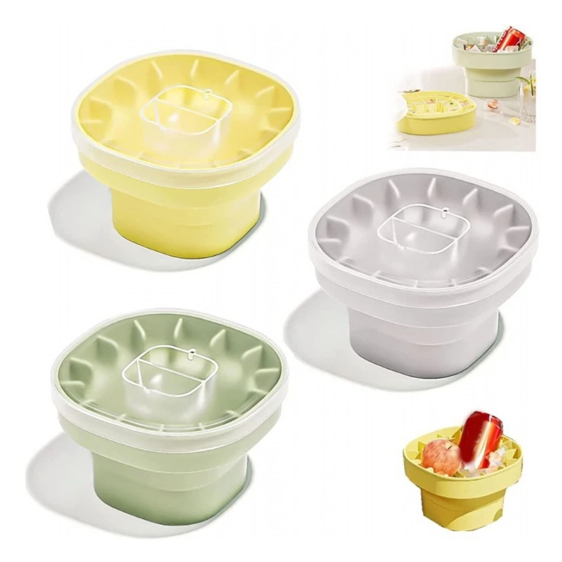 Folding Silicone Ice Bucket Mini Ice Cube Mold Ice Storage Box for Freezer