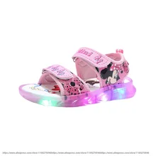 Disney Mickey Minnie LED Light Casual Sandals Girls Sneakers Princess Outdoor Shoes Childrens Luminous Glow Baby Kids Sandals
