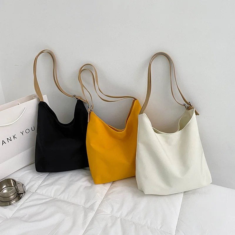 

Colorful Simple Cute Blank Reusable 100% Cotton Canvas Tote Bags Shoulder Satchel Crossbody Bag PU Leather Handlebag