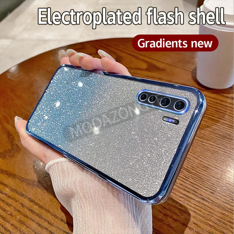 Для OPPO Reno 3 4G чехол гальванический мягкий блестящий из ТПУ для телефона CPH2043
