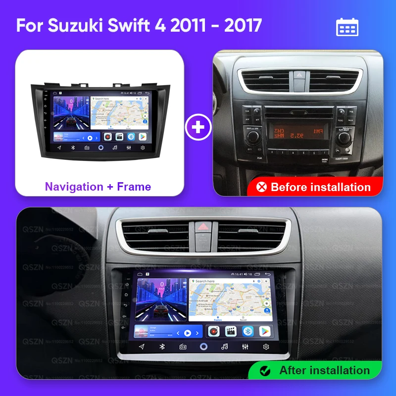 QSZN для Suzuki Swift 4 2011-2015 2017 Android 13 Автомобильный радиоприемник Мультимедийный