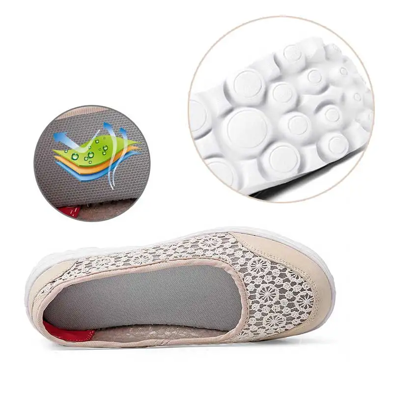 New Summer Fisherman Shoes Women Flower Hollow Flat Shoes Soft Sole Walking Elderly Leisure Shoes Breathable Mother Slip-on Shoe