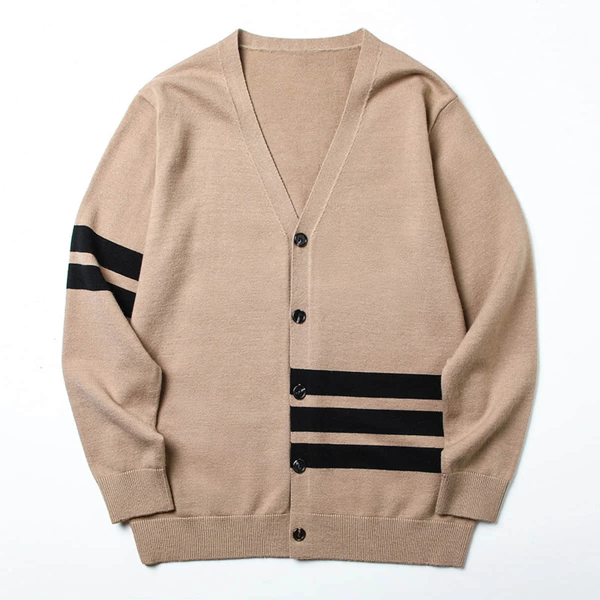 

Mens Cardigan Luxury Fashion Brand Stripe Classic V-neck Jacquard Sweater Wool-blend Knitted Cardigan Males Style Cardigans