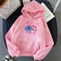 pink balloon stitch winter loose men and women couples students fashion hooded long sleeved hooded sweater