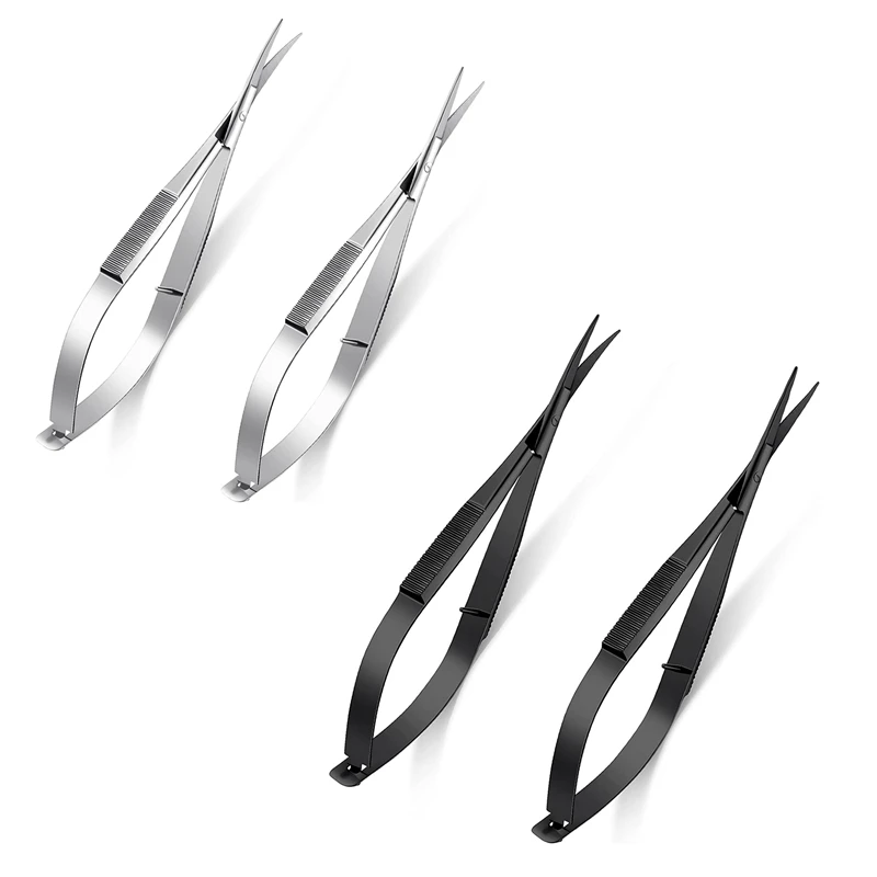 

Big Deal 2Pcs 4.7Inch Stainless Steel Spring Scissors Embroidery Sewing Scissors Eyebrow Trimming Scissors, 2 Styles