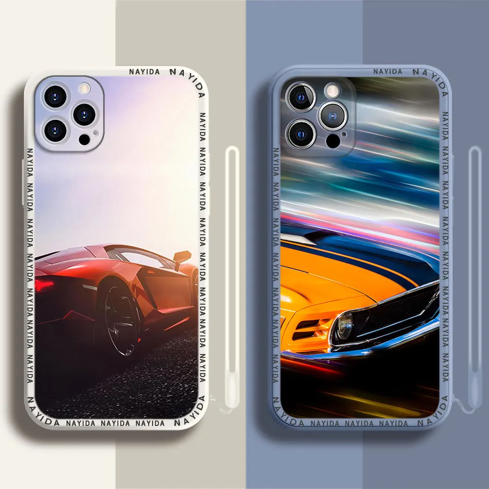 

Phone Case For iPhone 14 13 11 12 Mini Pro Max XS XR X Soft Silicone TPU Cover Fashion luxury Rear Lights