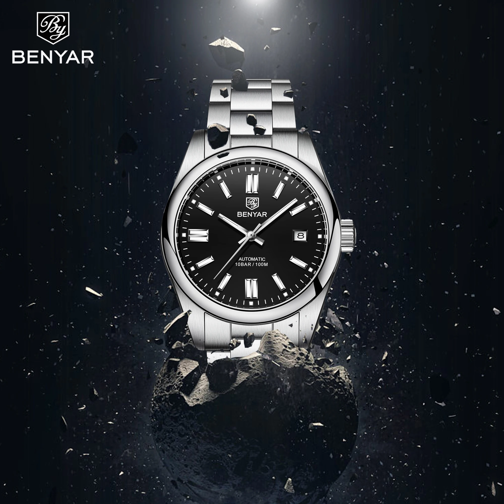 BENYAR 2023 New Luxury Men Automatic Mechanical Wristwatches 100M Waterproof Clock Stainless Steel Sports Diving Watch For Men