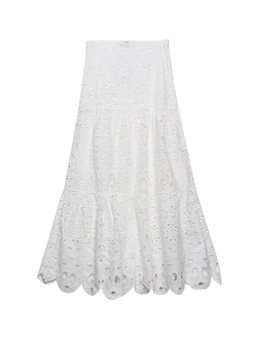 Klacwaya пикантные женские юбки 2022 Винтажные белые длинные юбки-карандаш юбка с высокой талией Миди с вышивкой