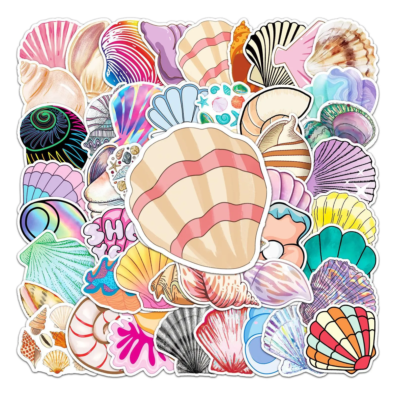 

10/30/50PCS Cartoon Seashell Stickers Decoration Notebook Phone Skateboard Helmet Car DIY Graffiti Sticker Decals Kids Toy Gift