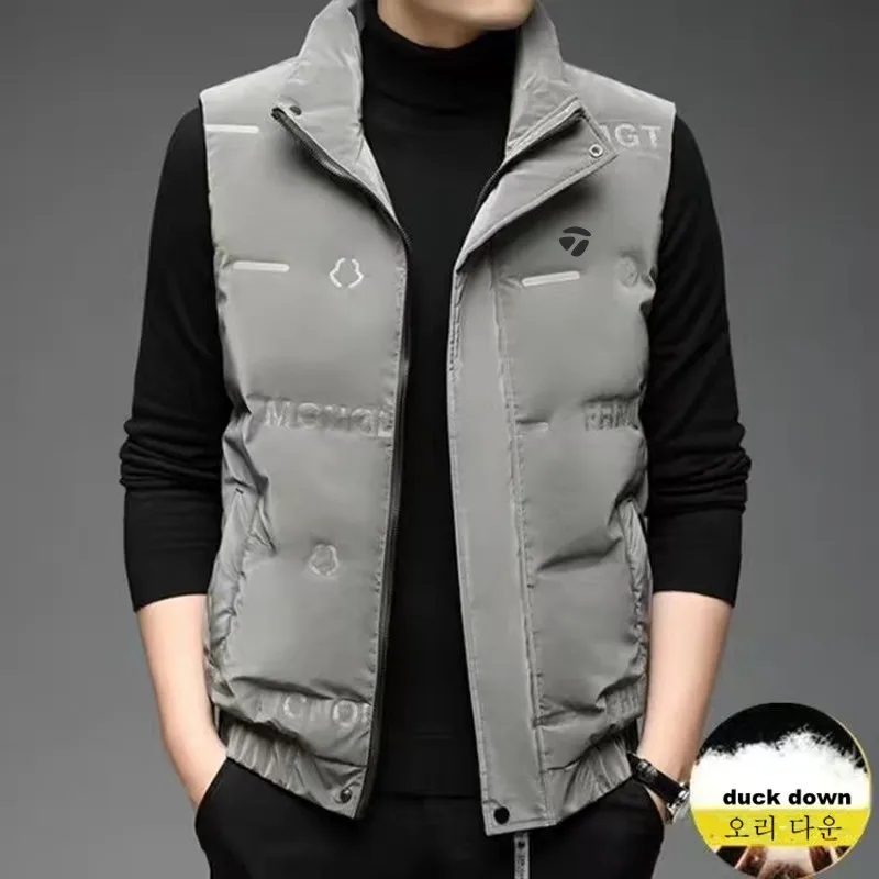 

Winter Golf jackets vest for men fashion White duck down waistcoat windproof warm Golf wear Light soft duck feather Men's Coats