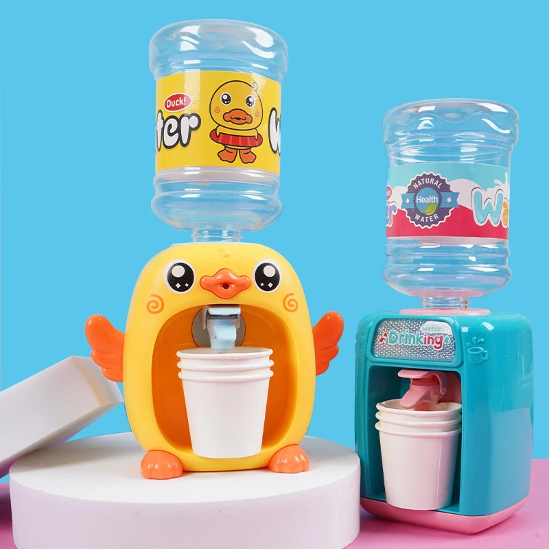 

Cute Yellow Duck Mini Water Dispenser Miniature Kitchen Mini Playhouse Small Simulation Drinking Fountain Toy Useable
