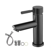 bathroom basin faucet stainless steel fashion black copper bottom single hole baking paint cold hot sink taps