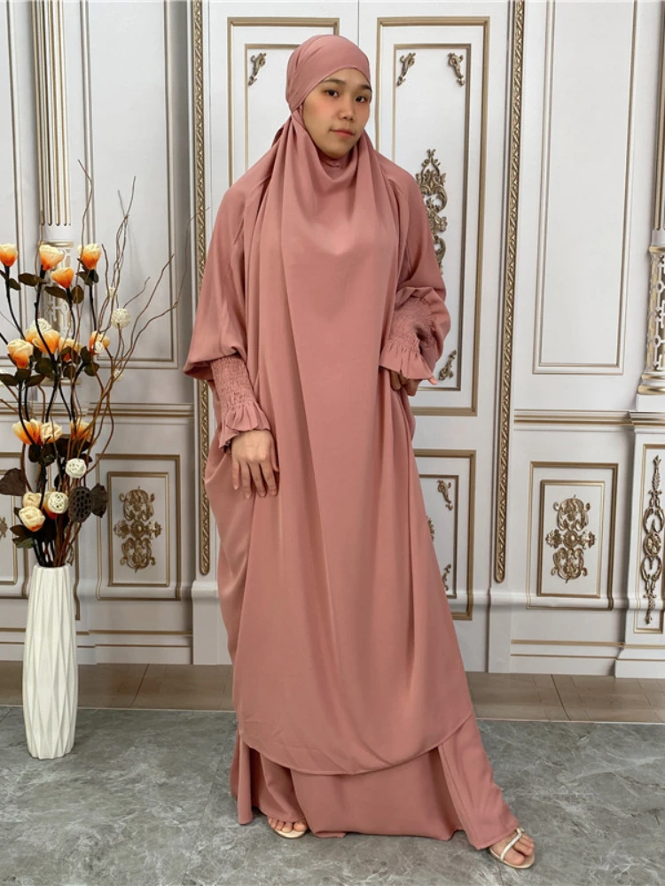 

Eid Hooded Muslim Women Dress Nida Prayer Garment Jilbab Abaya Long Khimar Ramadan Gown Abayas Skirt Sets Islamic Clothes Niqab