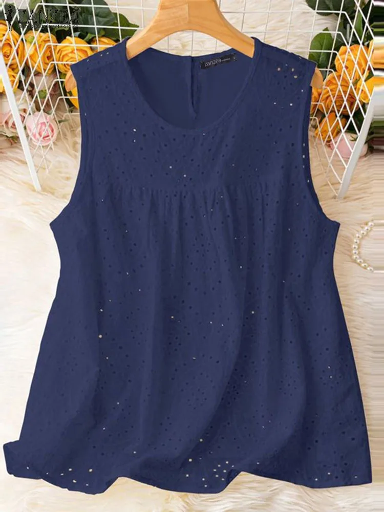 Корейский кружевной лоскутный Топ ZANZEA без рукавов женские летние майки 2024 модный