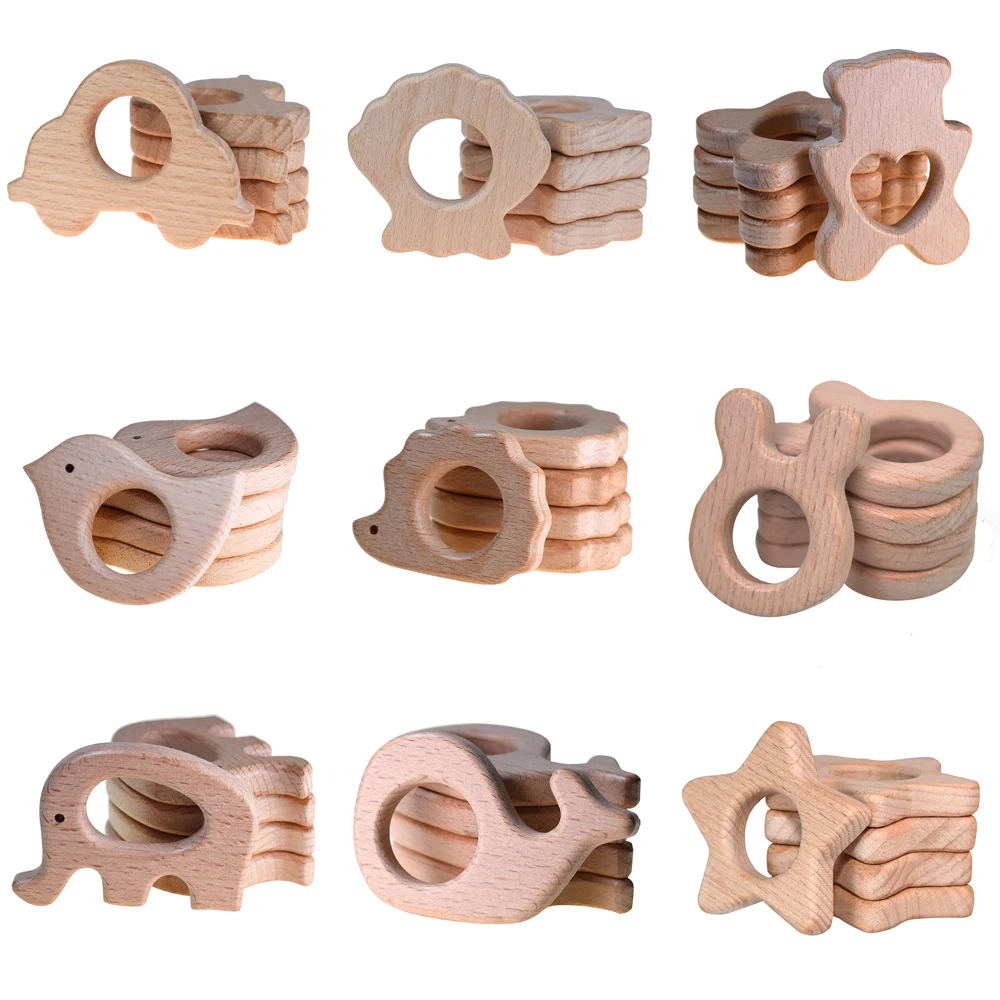 

Mabochewelry 5 шт. натуральные экологически чистые деревянные подвески из бука жевательные деревянные детские зубы