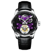 100 original seakoss mens skeleton tourbillon mechanical watches stainless steel belt top luxury male hollow tourbillon clock