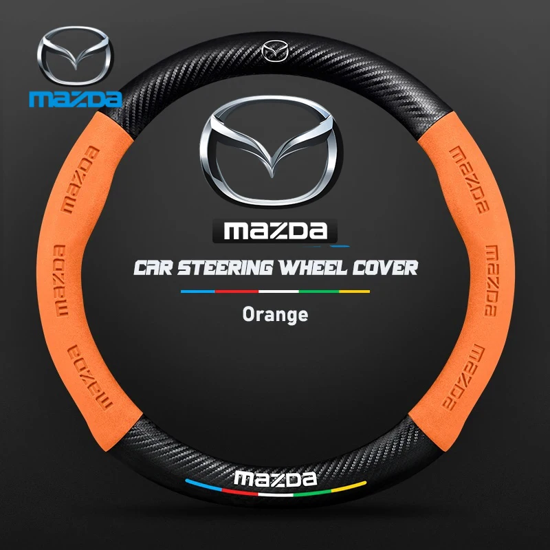 

Для Mazda 2 3 5 6 CX-4 CX-5 CX-7 CX-8 CX-30 CX-50 MX5 Miata RX-7 RX-8 Axela Atenza Автомобильный кожаный чехол на руль из углеродного волокна
