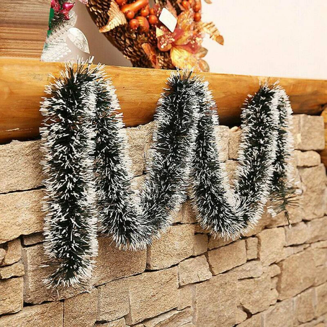 

5PCS 2M Christmas Garland Home Party Wall Door Decor Christmas Tree Ornaments Tinsel Strips With Bowknot Party Supplies