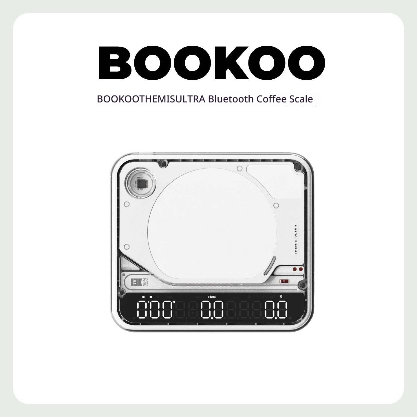 Фото Bookoo Themis Ultra Цифровые Весы для Кофе, Водонепроницаемые, с Таймером, Белые, для Приготовления Эспрессо и Кофе Методом Пур-Овер №2