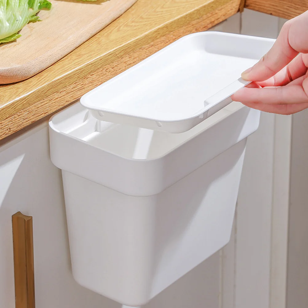 

Trash Bin Rubbish Can Bathroom Office Wall Mounted Waste Garbage Hanging Simple Cans Cupboard Lid