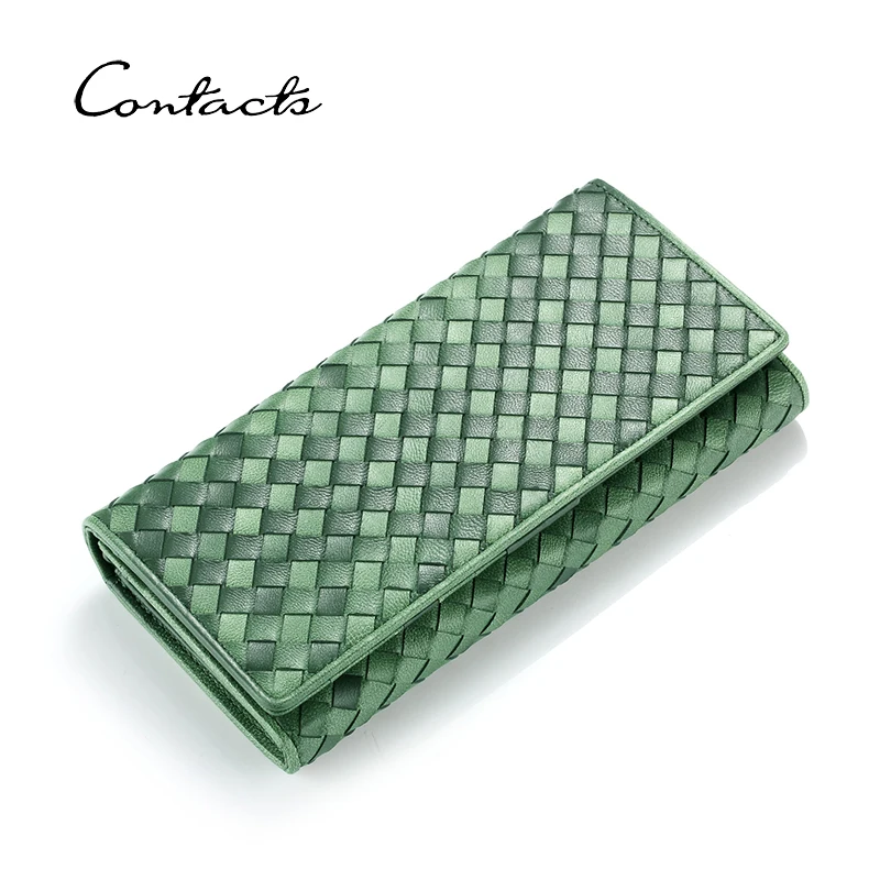 

CONTACT'S Handmade Wallets for Women Sheep Leather Women's Purses Female Bags Handbags Card Holders Zip Coin Purses Money Clip