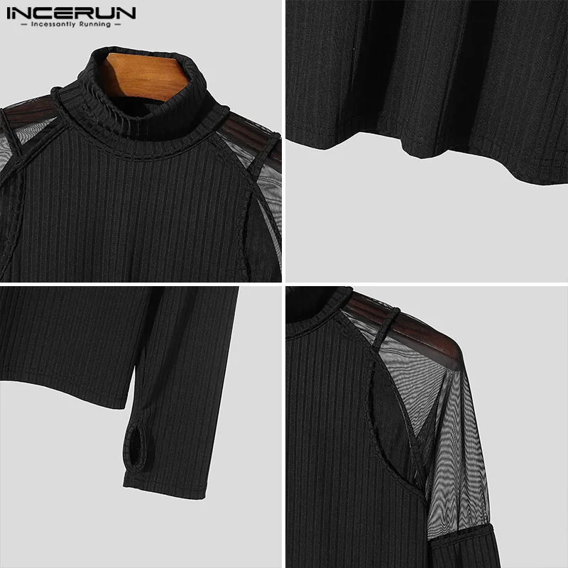 INCERUN мужские повседневные футболки с длинными рукавами 2024 простые элегантные