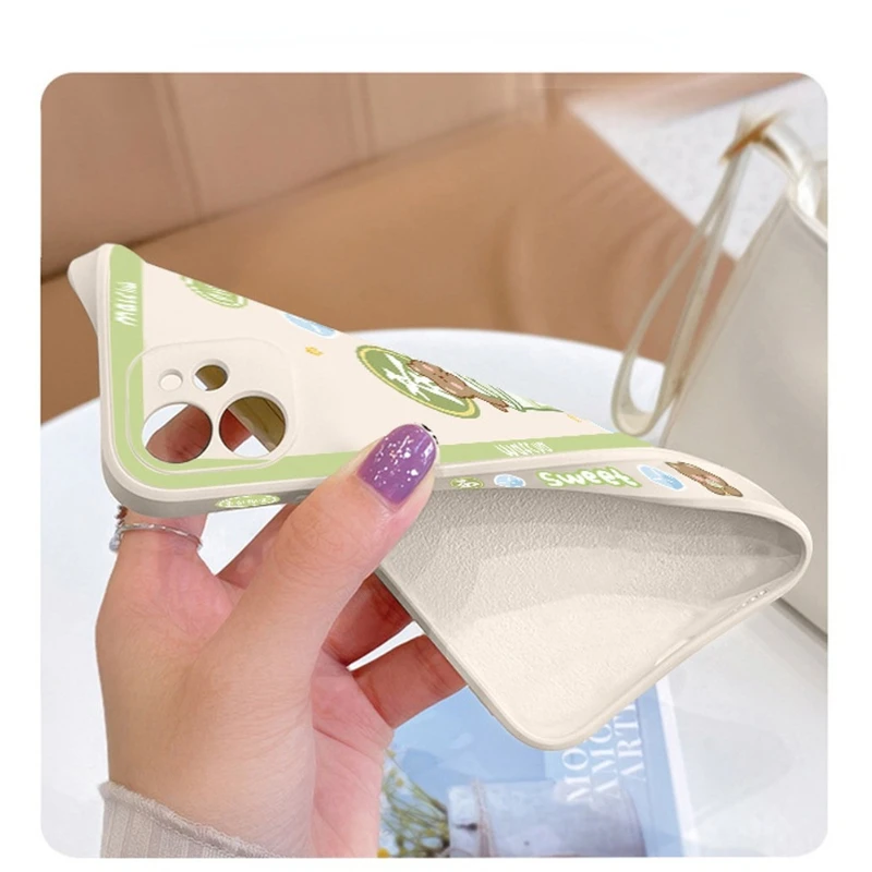 Силиконовый мягкий чехол для iPhone 7 8 Plus 14 Pro Max милый с мишкой маття мороженым 13 11 12 X