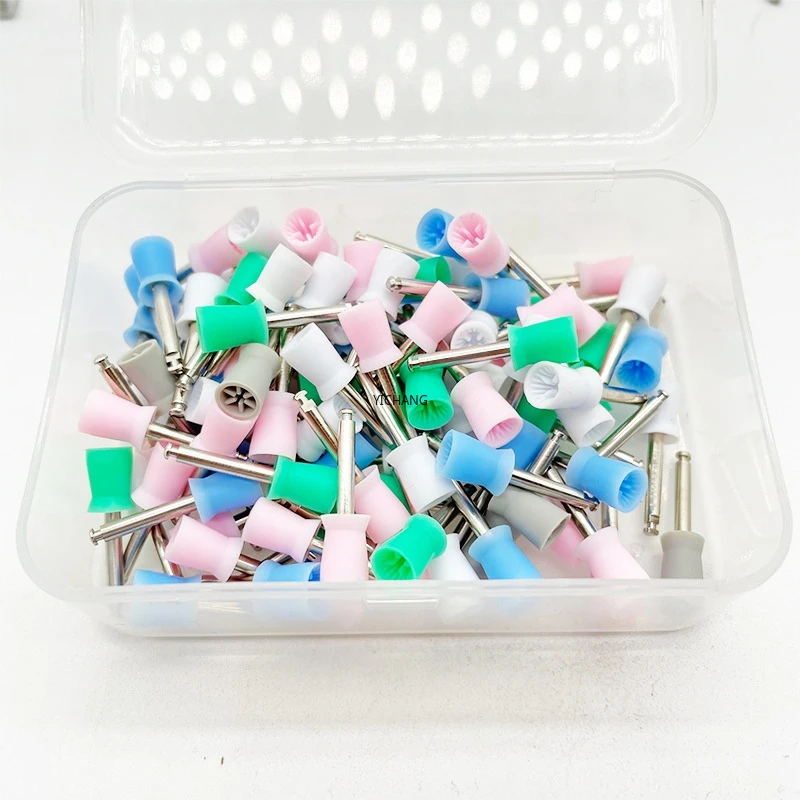 

100pcs/bag Dental Polishing Brush Polisher Prophy Rubber Cup Latch Colorful Nylon Bristles Mix Style Dentist Tool Lab Instrument