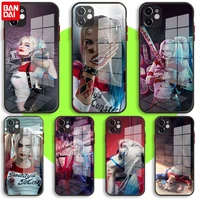 black glass case for iphone 13 11 12 mini pro max xs xr x 7 8 6 plus se2 silicone cover harley quinn suicide squad joker wink