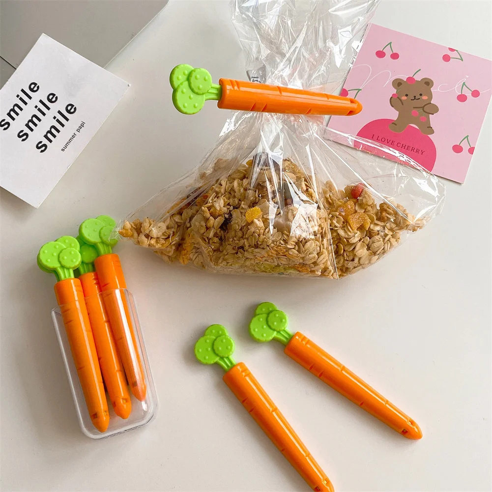 

5PCS Food Snack Bag Sealing Clip Cartoon Carrot Shape Moisture-Proof Clamp Fresh Keeping Sealing Clip Kitchen Supply Tool