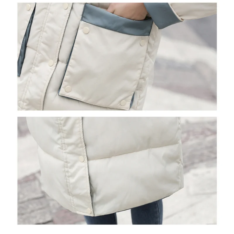 Cotton coat women plus long hooded loose women's padded jacket down thickened Woman Winter Parka's Outerwears Solid Color Courts
