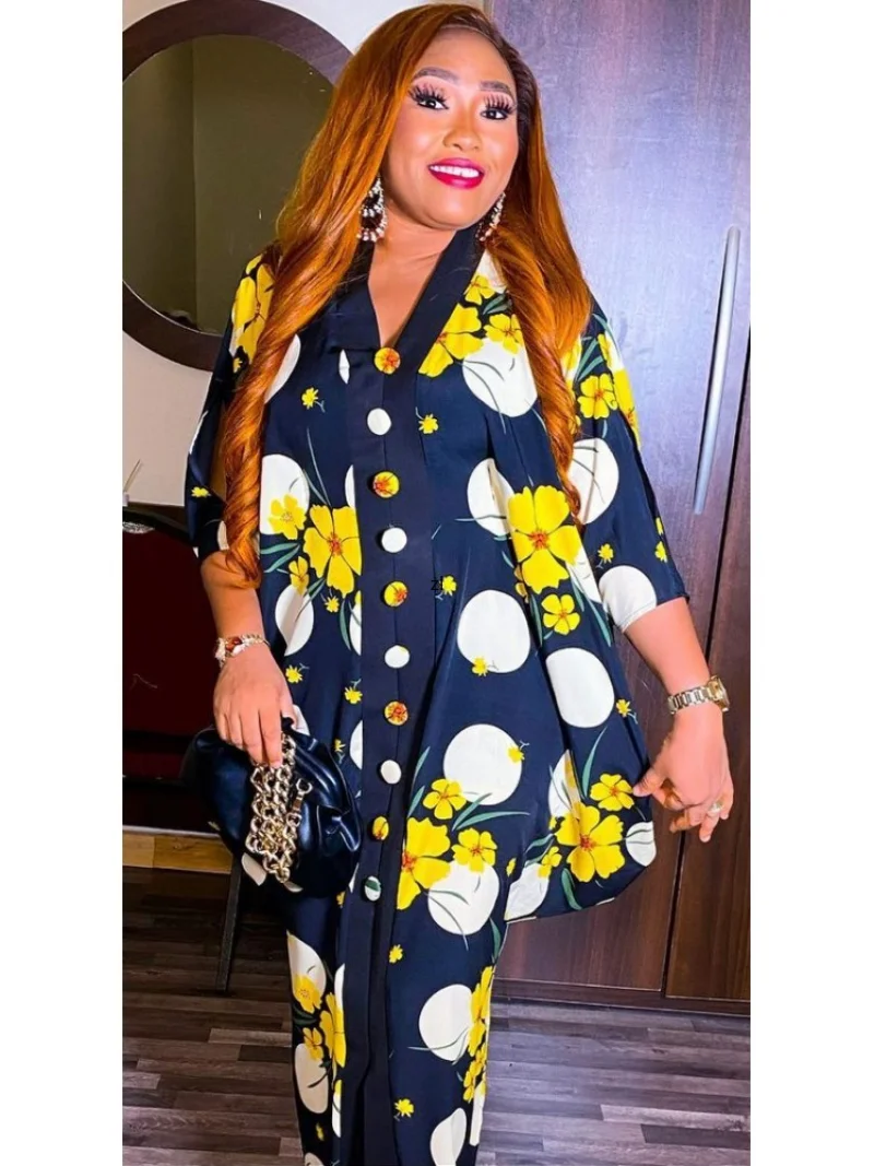 Kaftan Dubai Abaya Turkey Muslim Print Maxi Dress Islam Clothing Elegant African Dresses for Women Boubou Robe Djellaba Femme