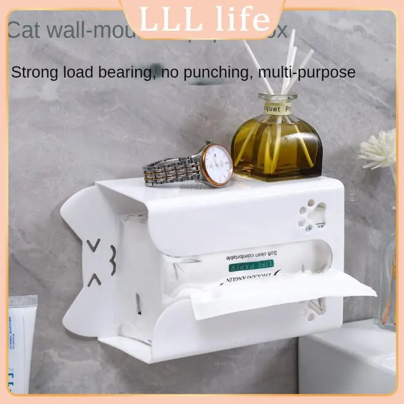 

Wall Mount Readily Available Paper Storage Box Creative Idea Tissue Box Non-nailed Wall-mounted Face Towel Box Multiple Purposes