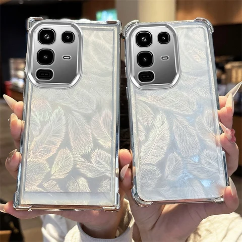 Чехол для телефона Infinix Note 50 40 50Pro Hot50ProPlus 50i smart 9 8 2025 SPARK GO 1, силиконовый чехол с лазерным серебряным градиентом