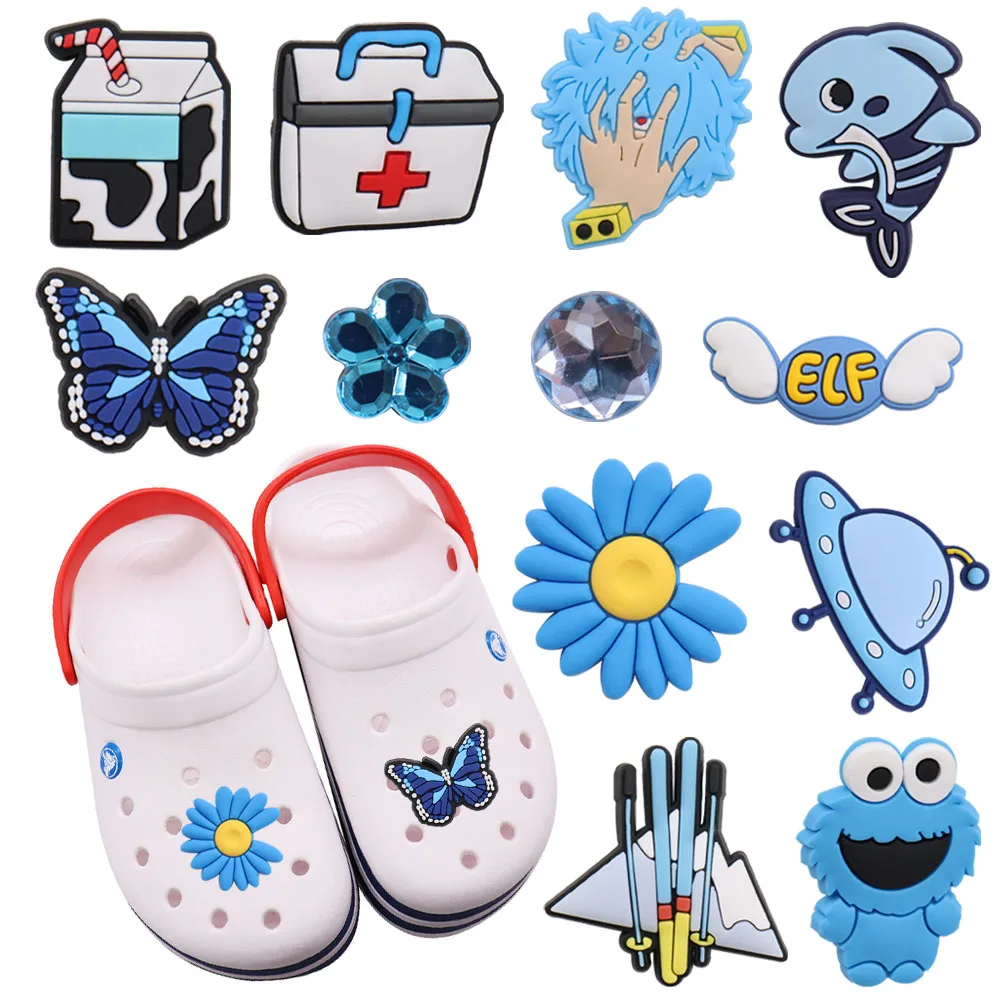 1-12Pcs Cartoon Sesame Street Japan Anime Butterfly Milk PVC Garden Shoe Charms Buckle Clog Fit Wristband Kids X-Mas Croc Jibz