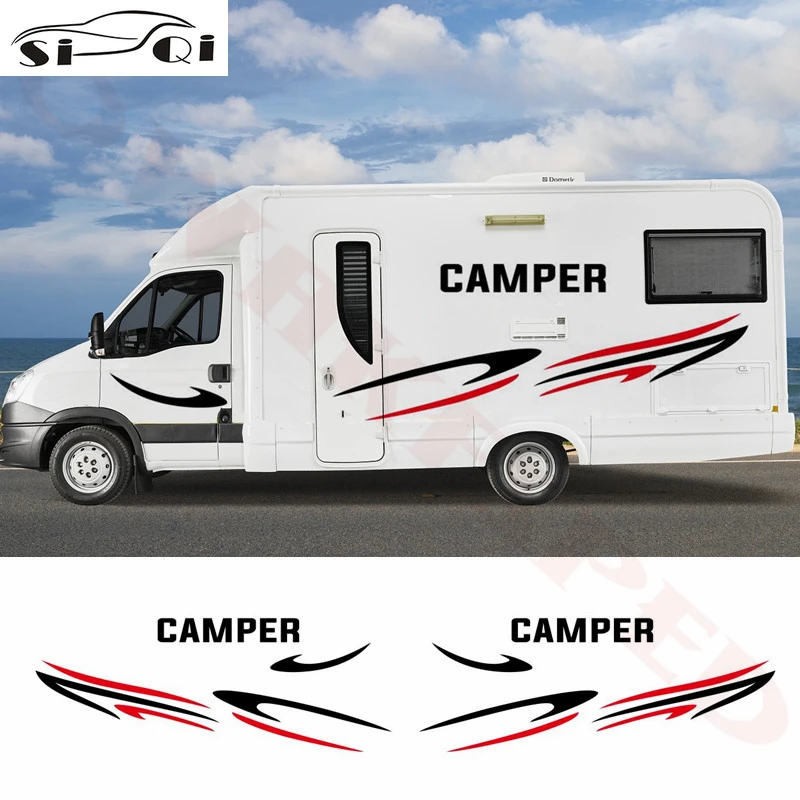 

1set Both Side Body Stickers Car Styling Sport Stripes Vinyl Decals For Motorhome Caravan Travel Trailer Horsebox Camper Van