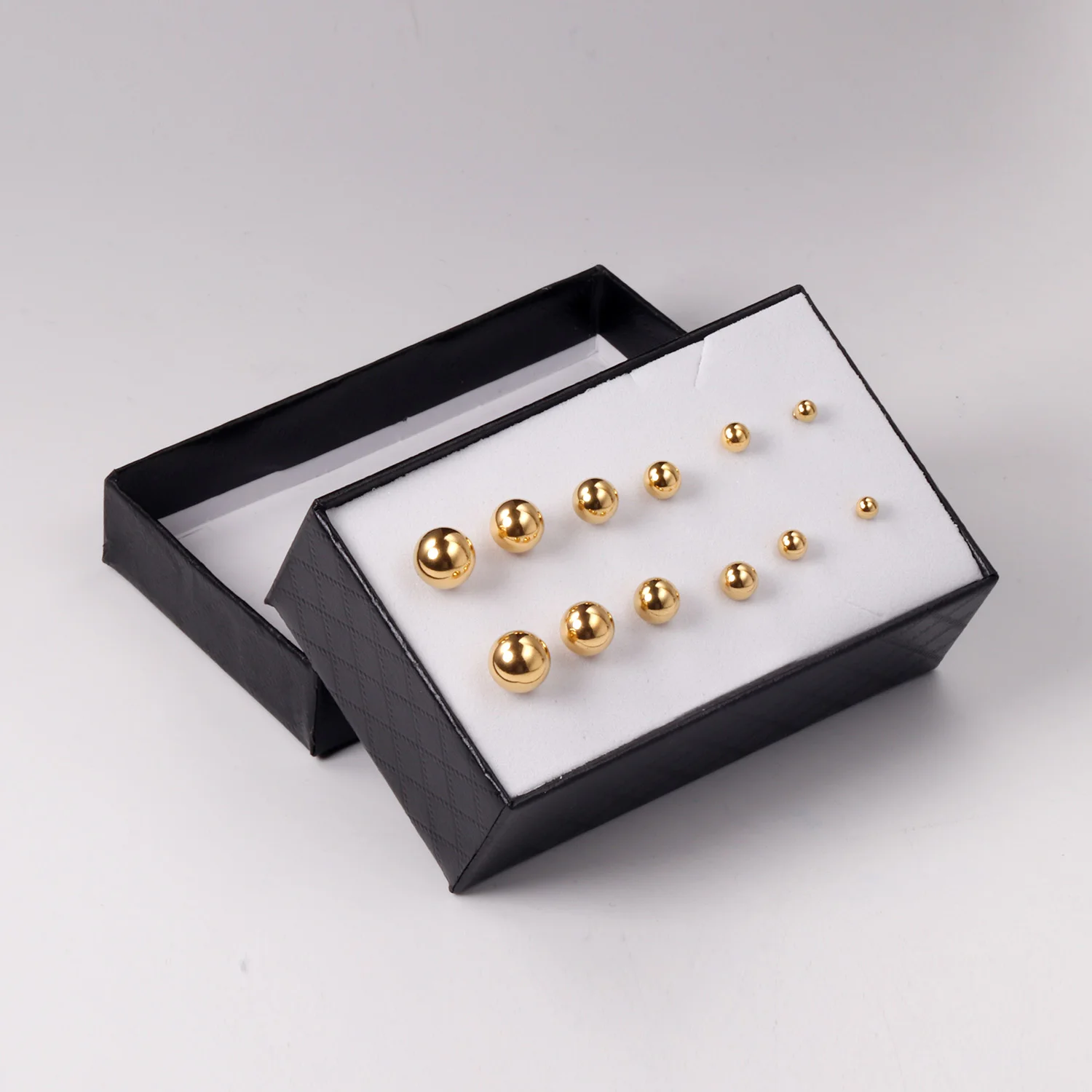 6 пар/коробка женские серьги-гвоздики из нержавеющей стали