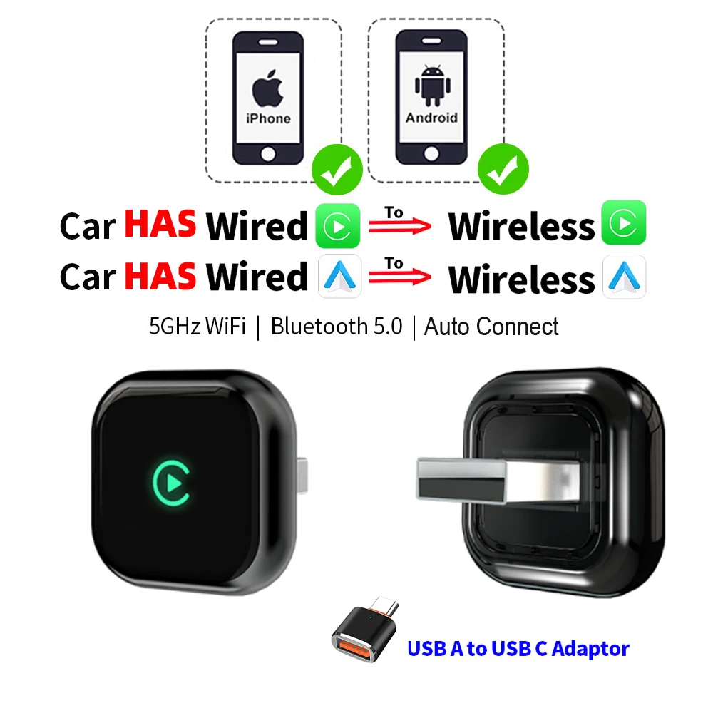 

Беспроводной адаптер EKIY Mini для CarPlay и Android Auto, USB-донгл, подключение по Wi-Fi, Plug & Play, для Mercedes-Benz, Audi, Toyota, Honda, KIA, MG, Chery