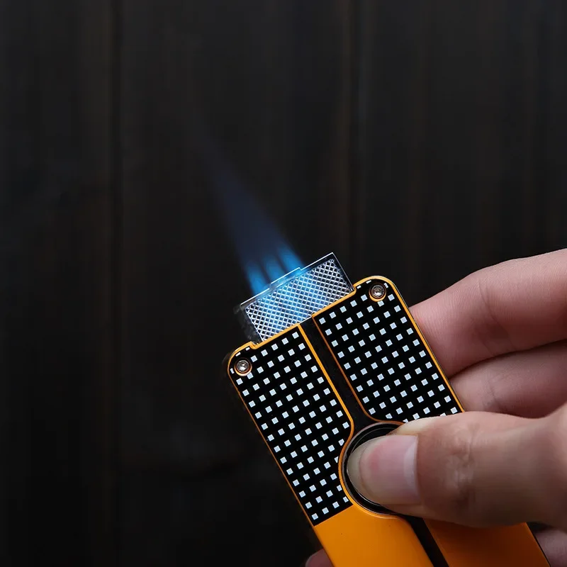 Зажигалка для сигар COHIBA с дыроколом ветрозащитная трехструйная регулируемая