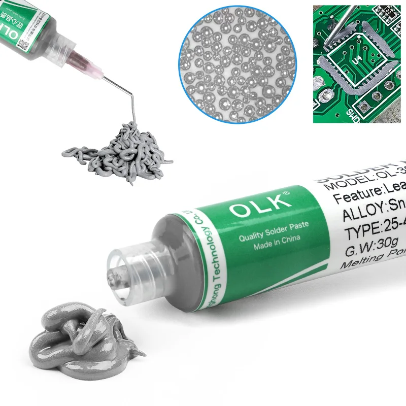 Паяльная паста OLK Sn63Pb37, флюс, бессвинцовая паяльная паста Sn99.3cu0.7, не требующая очистки, широко используется для всех видов пайки. (art.: 3920dc3fd3920) - 3920dc3fd3920