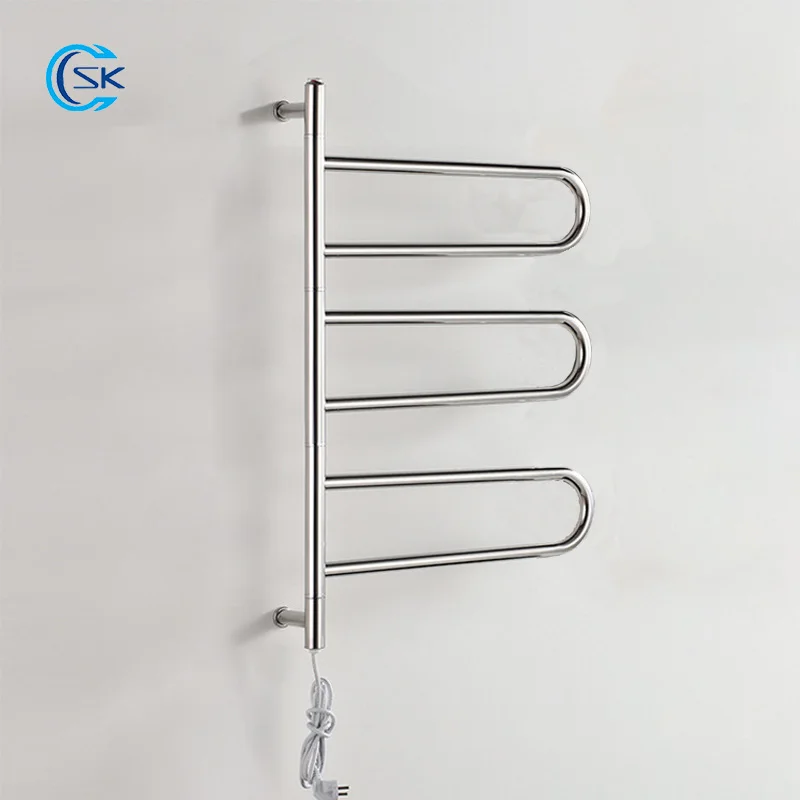 

Скрытый/Открытые проводной полотенцесушитель для ванной комнаты Нержавеющая сталь Электрическое отопление Полотенцедержатель Термостатический поворотный электрический полотенцедержатель