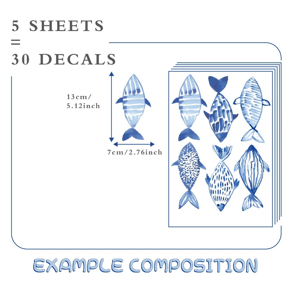 

Настенные наклейки ПВХ Гео, рыбки, синие, для детской