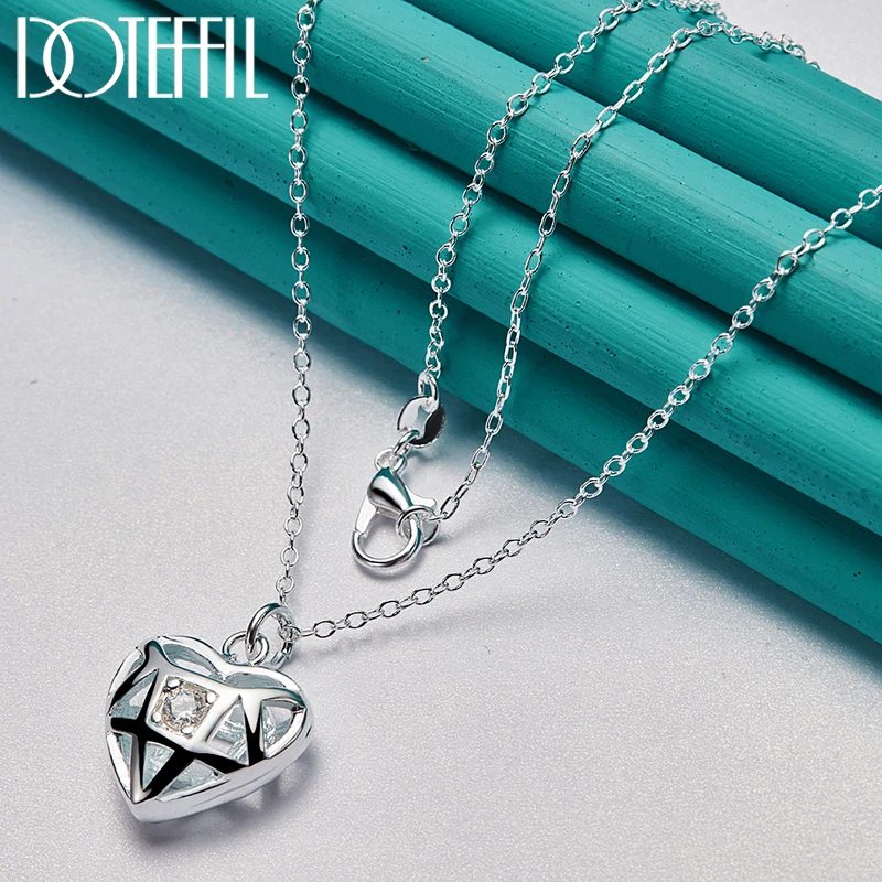 Ожерелье DOTEFFIL из стерлингового серебра 925 пробы с кулоном в виде сердца циркония