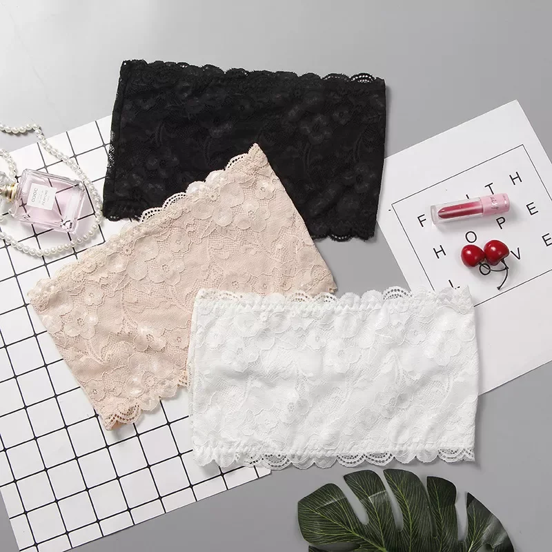 

Fashion Sexy Womens Floral Lace Bandeau Seamless Bandeau Crop Top Padded Bra Wire Free Bralette Strapless Tube Top