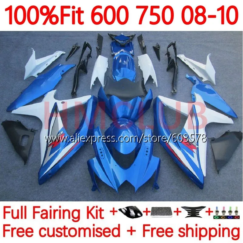 

Инъекция для SUZUKI GSXR-600 K8 GSXR 750 600 CC GSXR750 GSXR600 2008 2009 2010, голубая подсветка, 08 09 10 обтекателей 94No.35