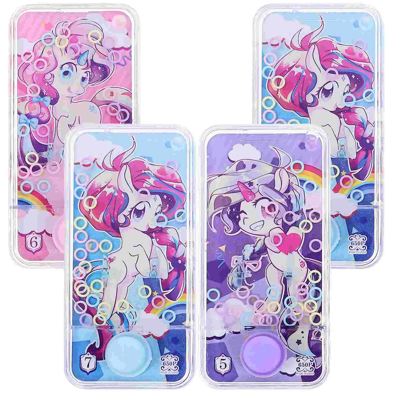 

4 Pcs Water Ring Toy Handheld Game Games Kids Travel Essentials Outdoor Playset Palm Unicorn
