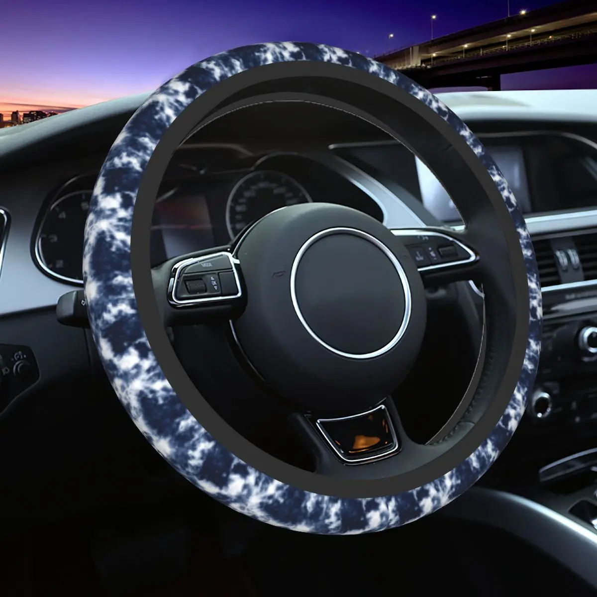 

37-38 Car Steering Wheel Cover Tie Dye Soft Braid On The Steering Wheel Cover Car-styling Fashion Car Accessories