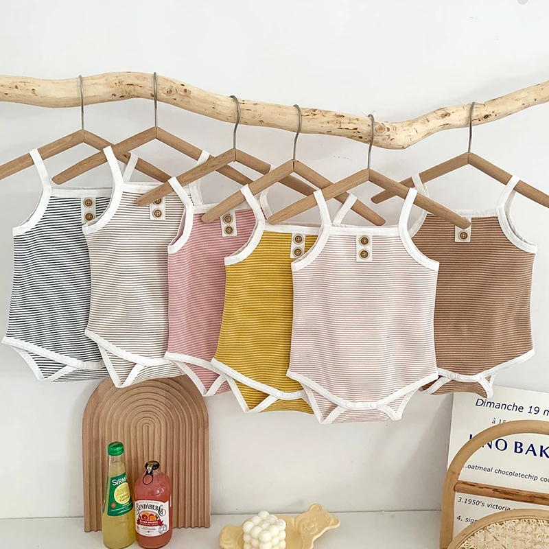 

Детский хлопковый комбинезон без рукавов, в полоску