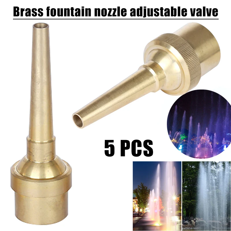 

5Pcs 1/2 Inch Brass Fountain Nozzle Adjustable Removable Switched Det Control Straight Nozzle Landscape Garden Fountain Brass